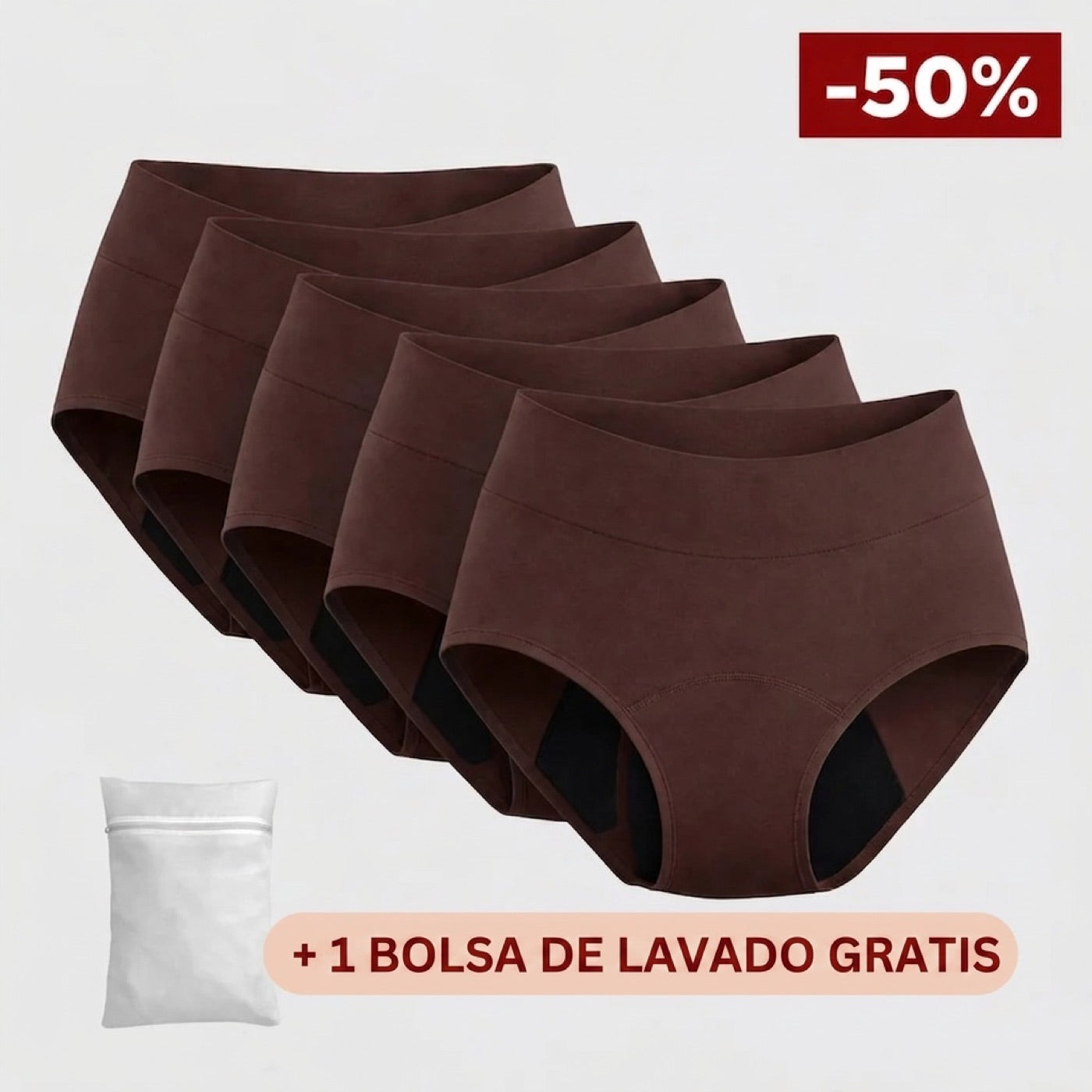 Paquete de 5 pantaletas color Moka — 50% OFF