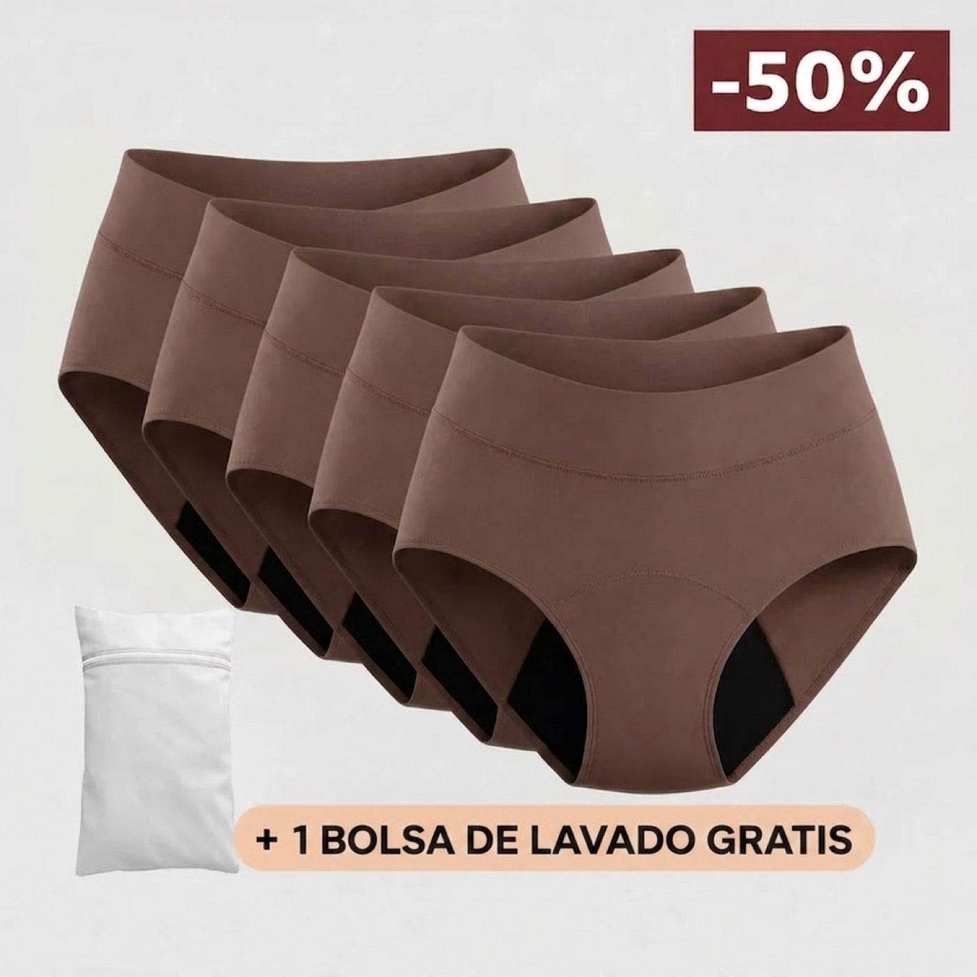 Paquete de 5 pantaletas color Duna — 50% OFF