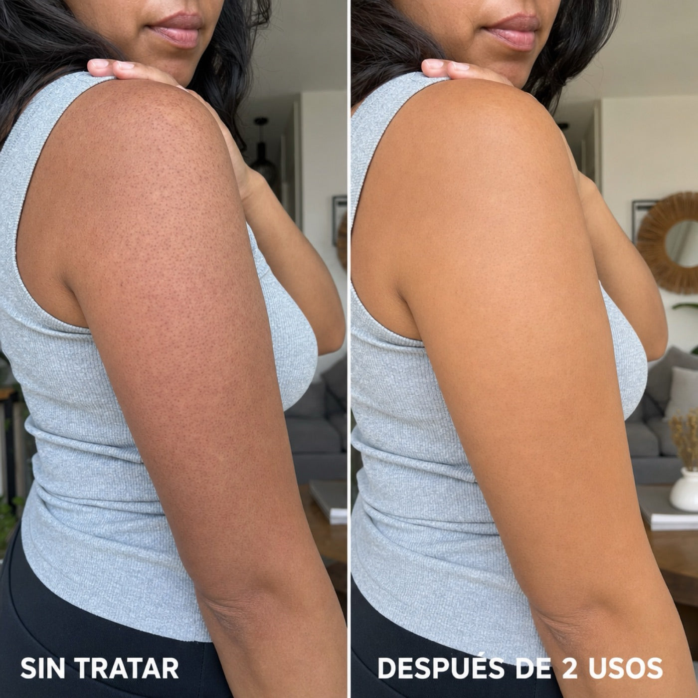 Brazo sin tratar vs. después de 2 usos