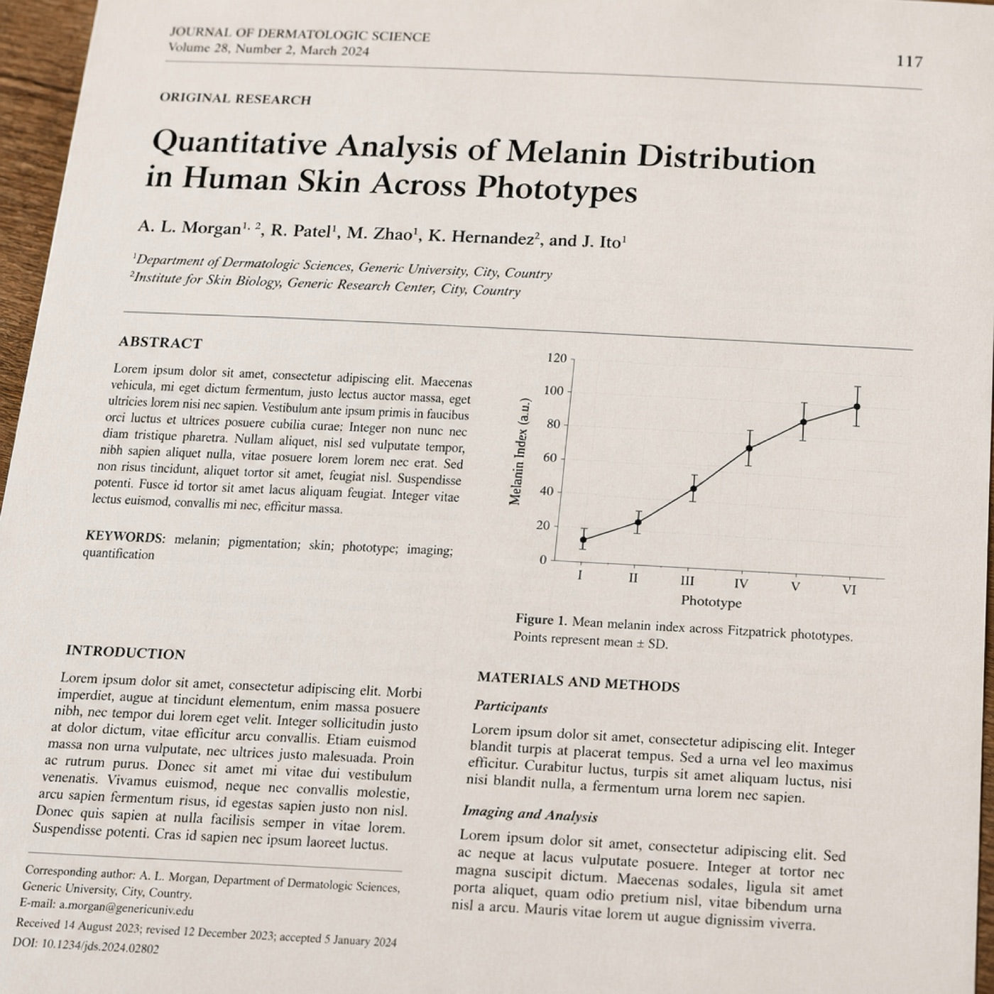 Recorte de publicación científica sobre hiperpigmentación
