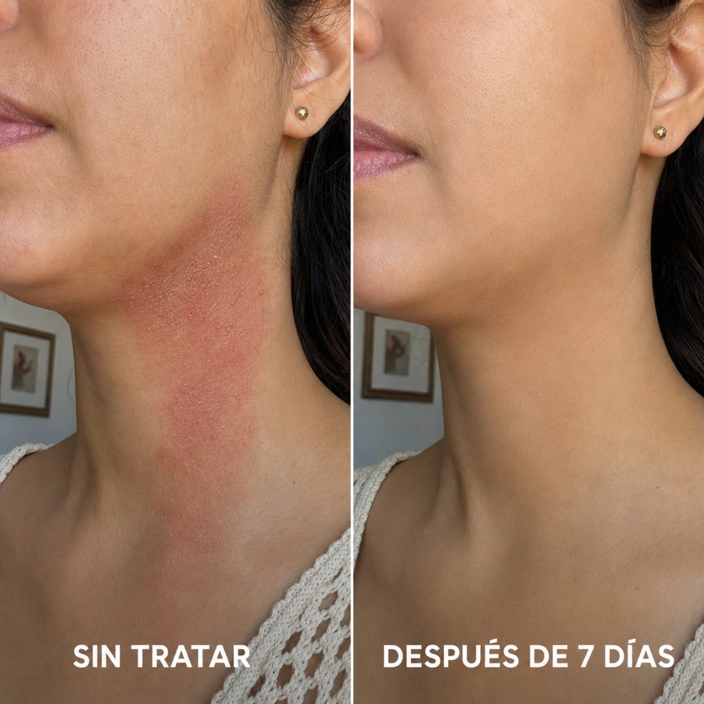 Mandíbula y cuello sin tratar vs. después de 7 días
